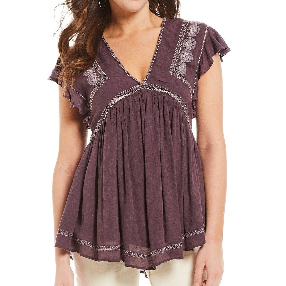 NWT Free People Falling Waters Plum Tunic Top Small S